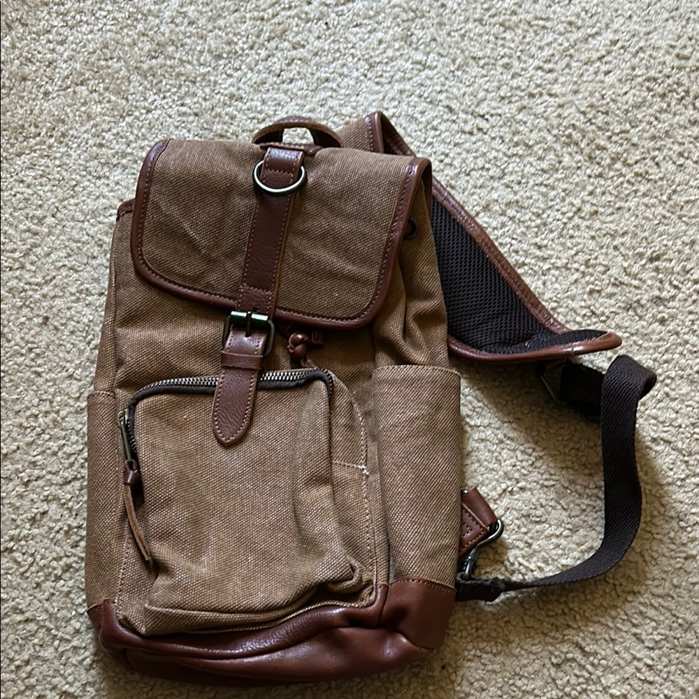 Brown Canvas Backpack - image 1